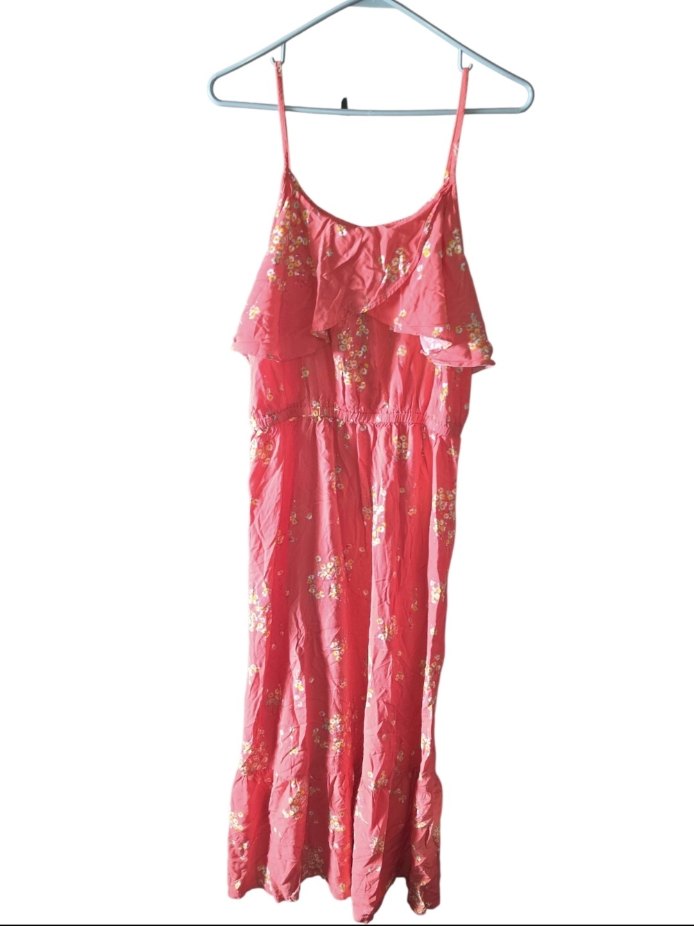 4/8/191. Peyton & Parker Womens Coral Floral Ruffle Maxi Dress